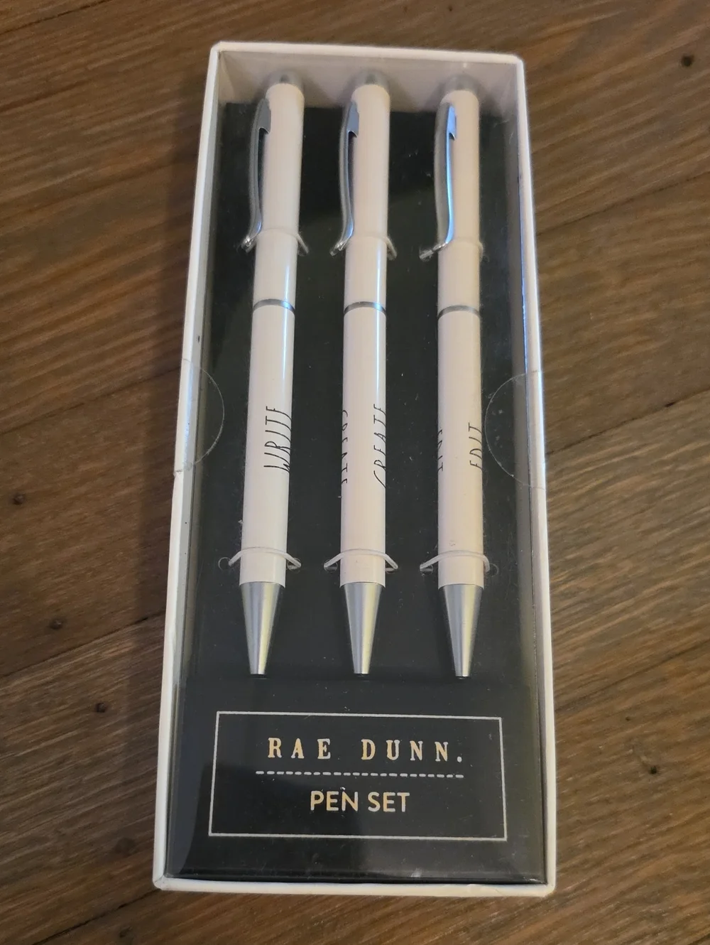 Rae Dunn White and Silver Pen Set - Trio Pack 